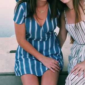 Hollister blue and white striped romper